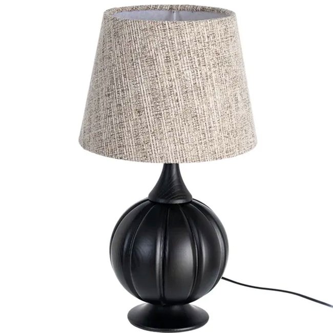 Lampe à poser bois noir et abat-jour tissu beige 24x24x47.5cm Couleur bois <span itemprop=