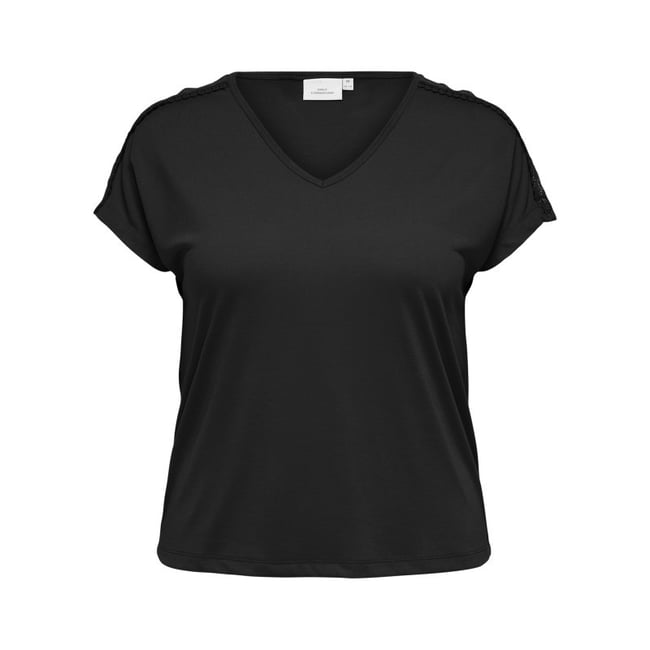T-shirt noir uni avec une coupe ajustée et des manches courtes - ONLY CARMAKOMA