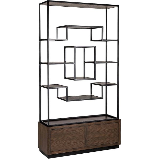 Vitrine élégante chêne 2 tiroirs Couleur chêne foncé <span itemprop=