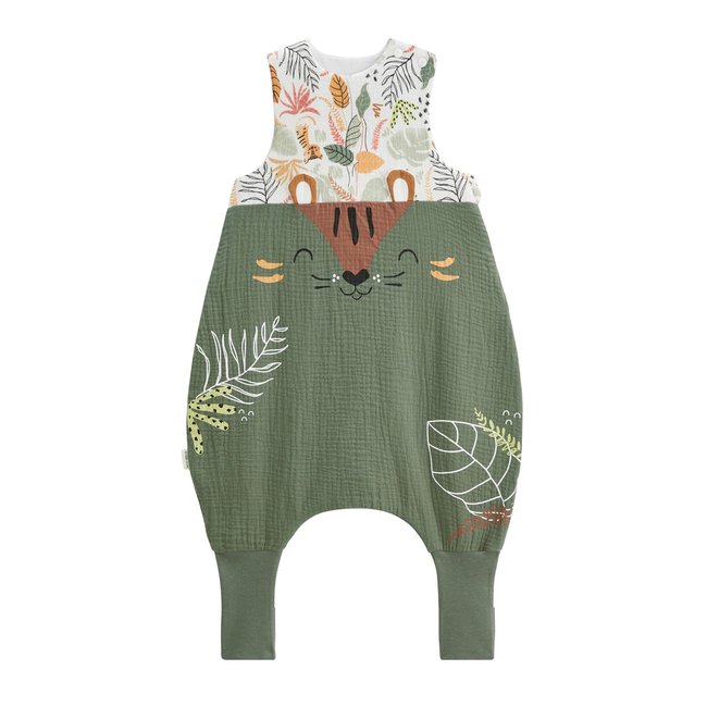 Turbulette d'été en gaze de coton avec pieds retroussables Dumbea kaki <span itemprop=