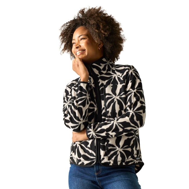 Veste polaire motif/style floral abstrait FRANKIE beige <span itemprop=