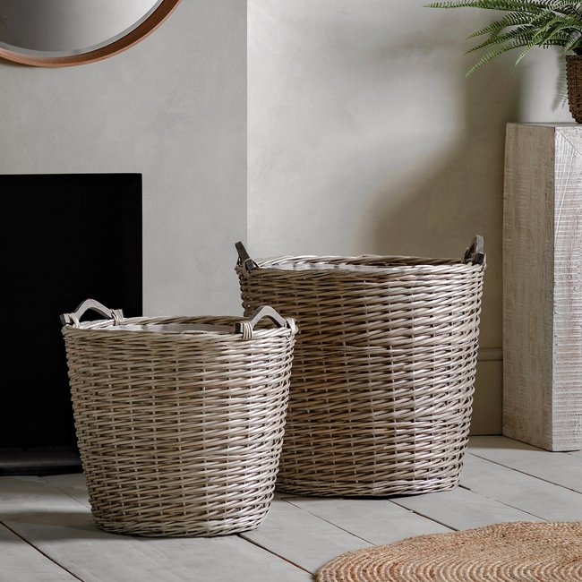 Set of 2 Dolau Jumbo Baskets, grey, SO'HOME