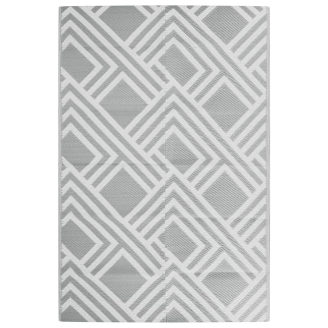 Tapis d’extérieur réversible motif graphique gris <span itemprop=