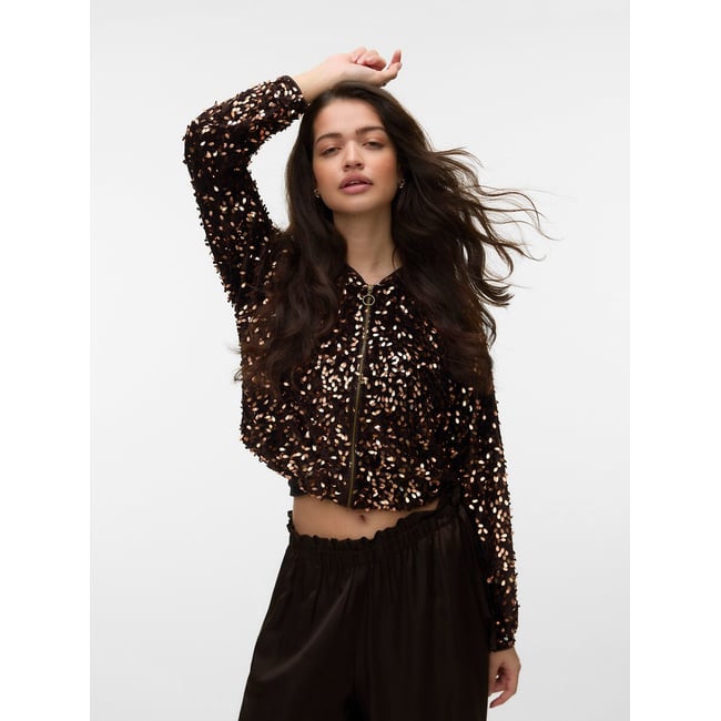 Bomber di paillettes marrone cioccolato VERO MODA
