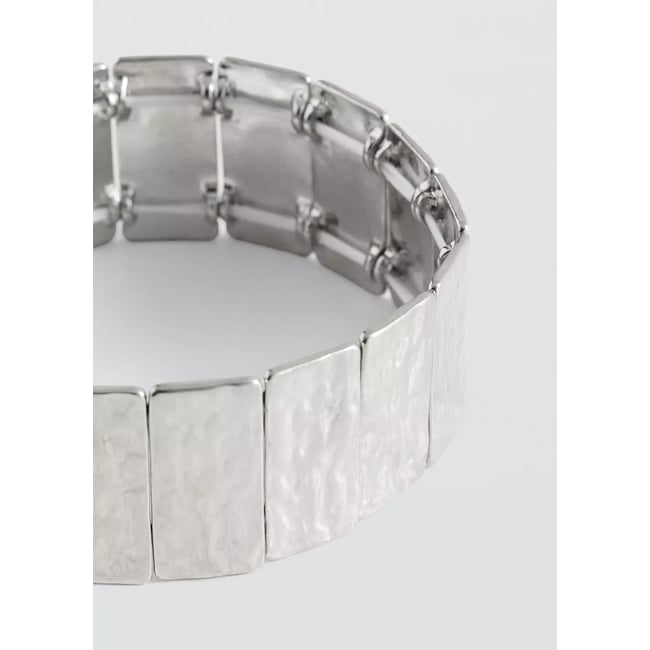 Bracelet métallique texture argent <span itemprop=