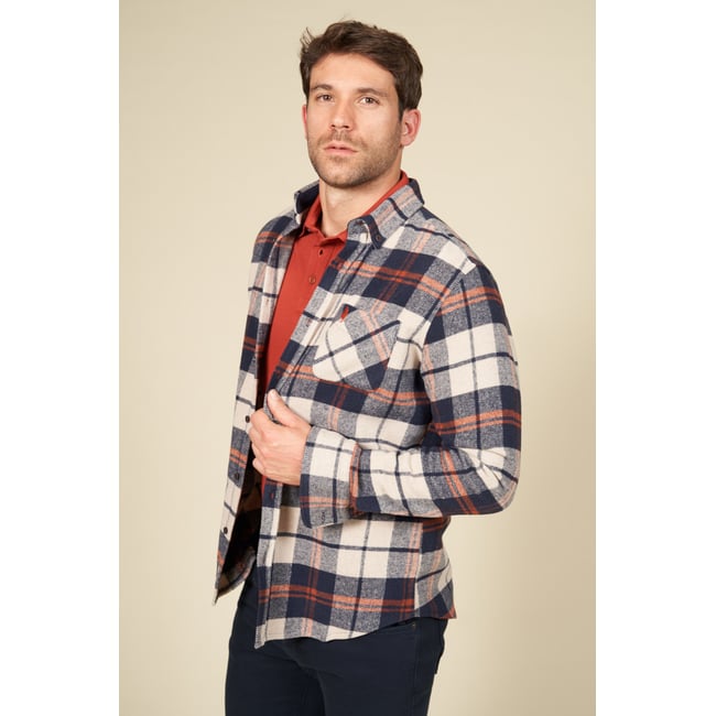 Chemise flanelle épaisse à carreaux bleu marine <span itemprop=