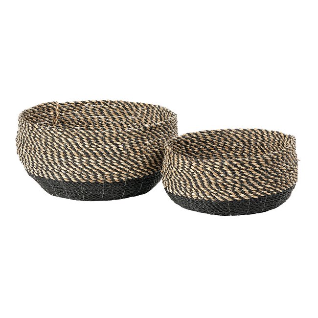 Set of 2 Natural & Black Seagrass Baskets, natural/black, SO'HOME