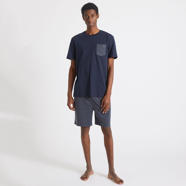 Ensemble de pyjama court en coton BIO marine <span itemprop=