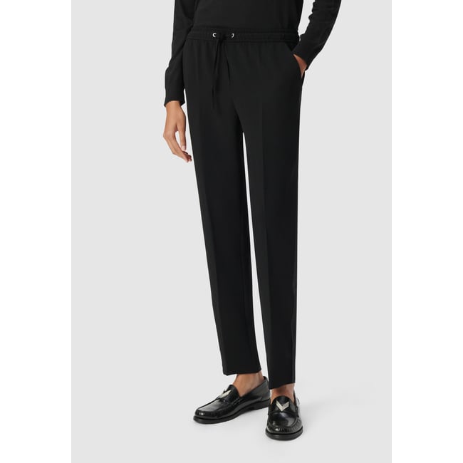 Pantalon droit ceinture élastiquée noir <span itemprop=