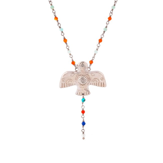 Collier sautoir ROSARIA argenté <span itemprop=