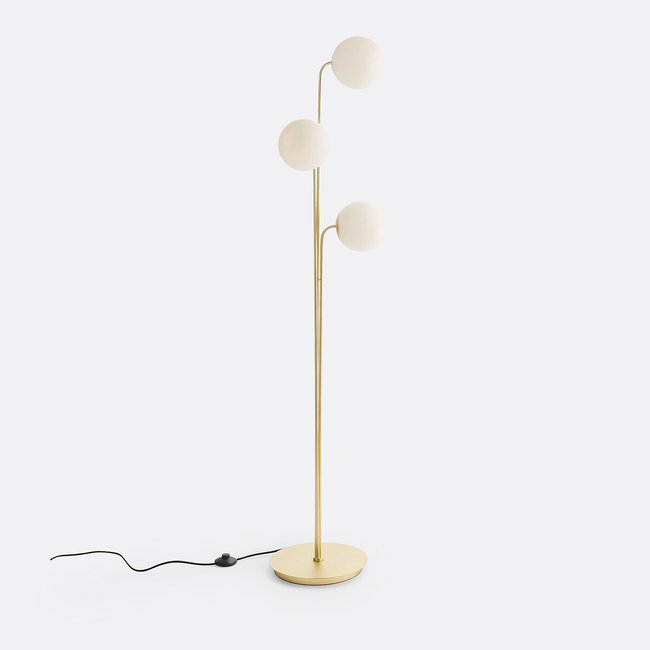 Moricio Brass & Opaline Glass Floor Lamp, white, LA REDOUTE INTERIEURS