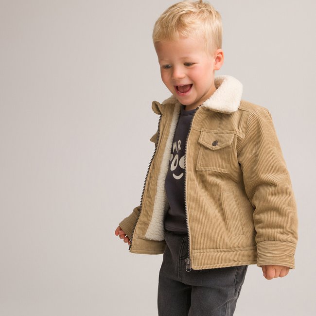 Cordjacke mit Teddyfleece-Futter beige <span itemprop=