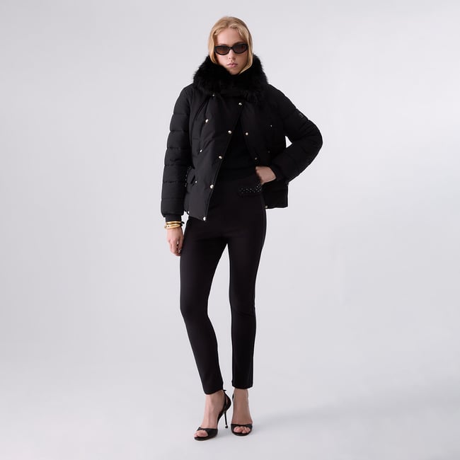 Blouson matelassé avec ceinture noir <span itemprop=