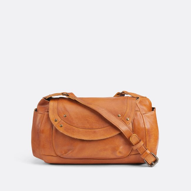 Sac bandoulière en cuir Thea cognac <span itemprop=