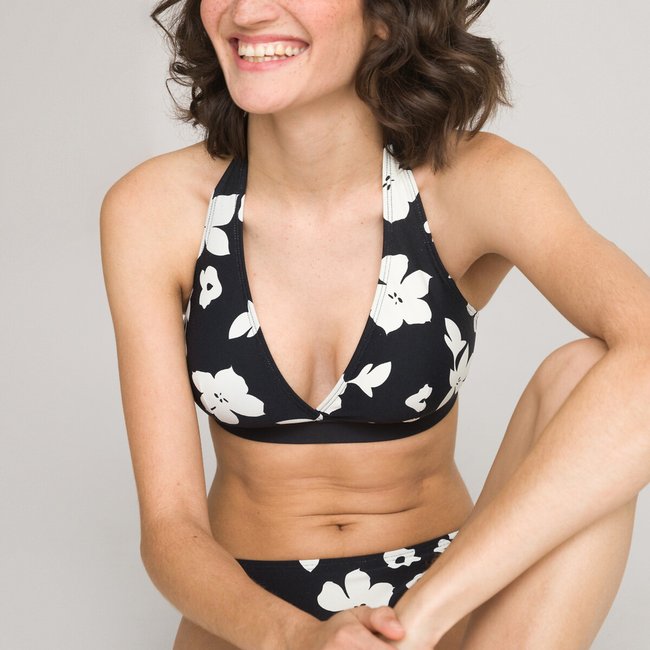 Floral Halterneck Bikini Top, floral print, LA REDOUTE COLLECTIONS