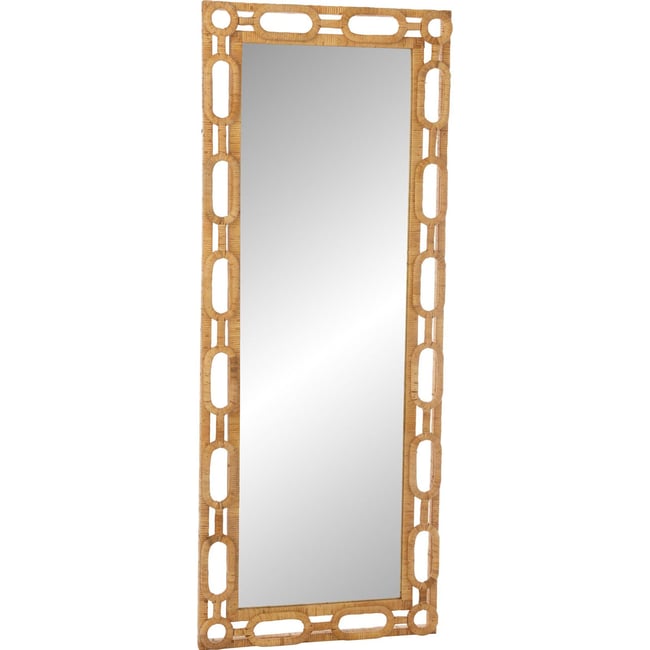 Miroir mural rond en rotin fait main Couleur naturel <span itemprop=