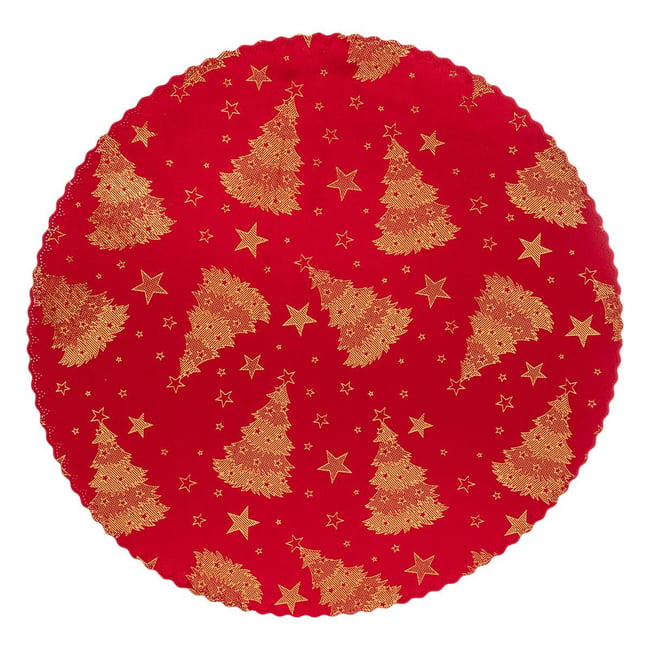 Set de table rond velours rouge rouge <span itemprop=