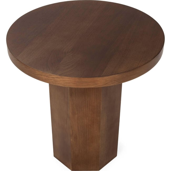 Table d'appoint ronde, Placage de chêne Couleur noyer <span itemprop=