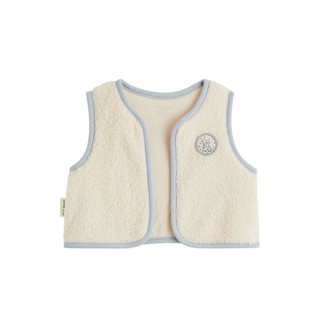Veste sans manches bébé en sherpa Voix Lactée ecru <span itemprop=