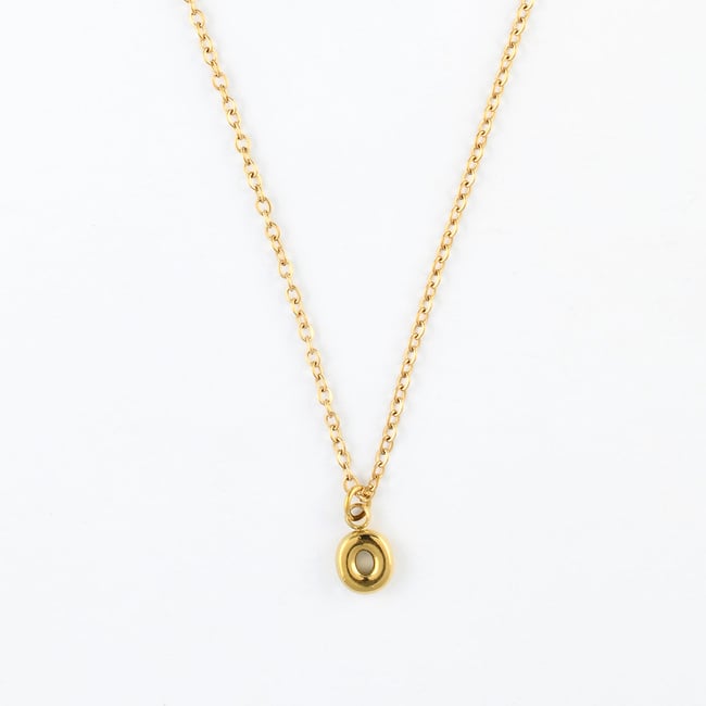 Collier à pendentif lettre O acier inoxydable doré <span itemprop=