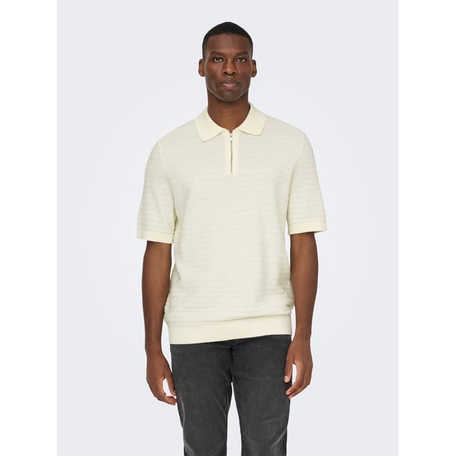 Col Polo En Maille egret <span itemprop=