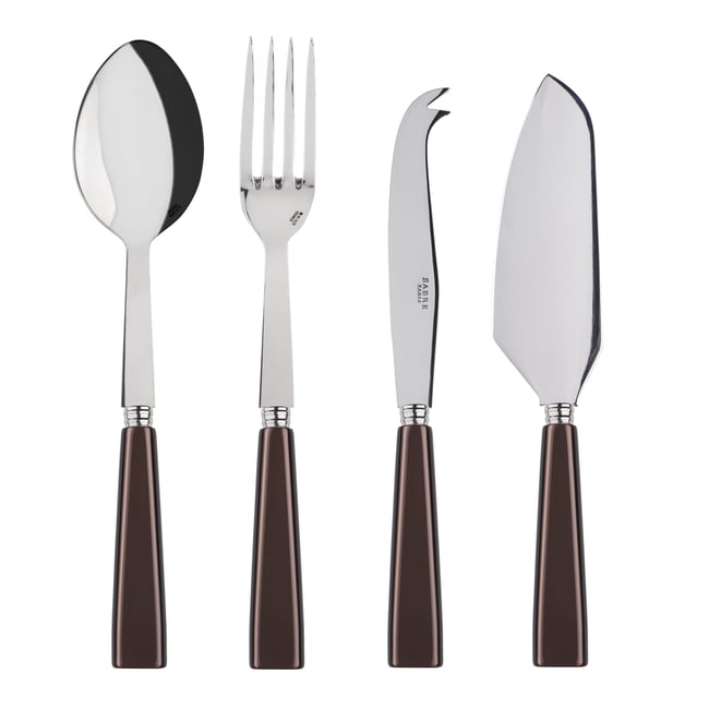 Set Les Essentiels - ensemble de 4 couverts de service, Icône Couleur marron <span itemprop=