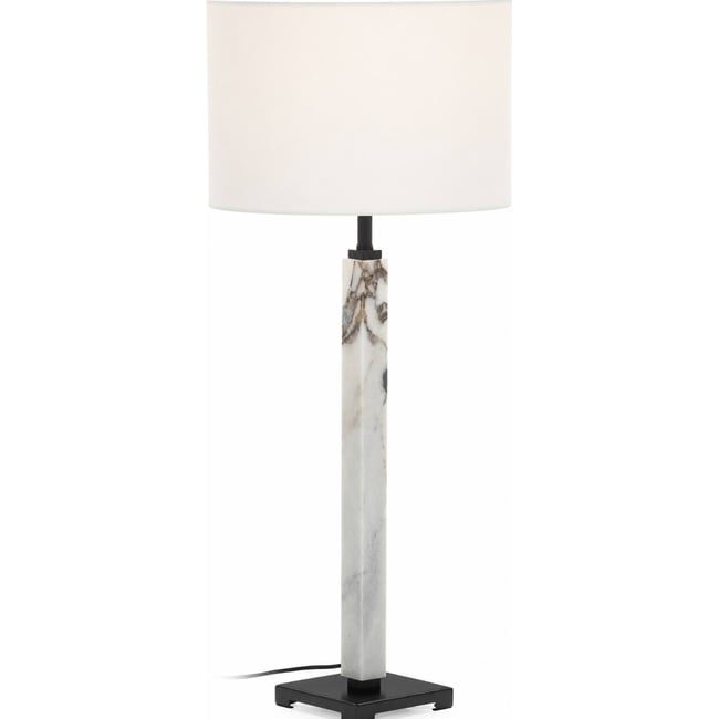 Lampe de table en marbre et métal Couleur blanc et noir <span itemprop=
