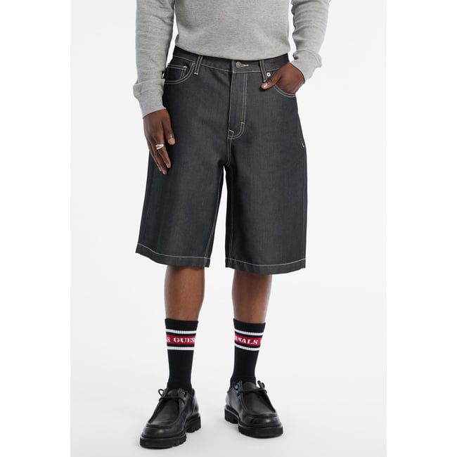 Short En Jean Baggy Métallisé gris <span itemprop=