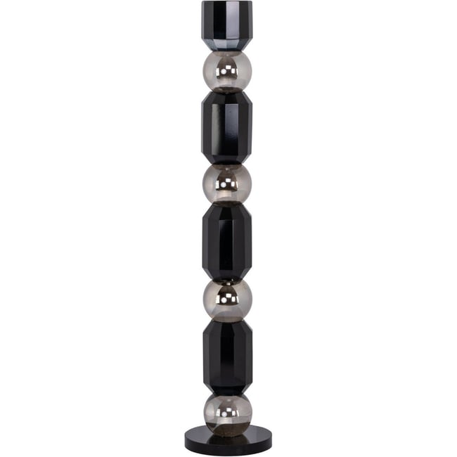 Bougeoir haut en cristal facetté chic Couleur noir fumé <span itemprop=