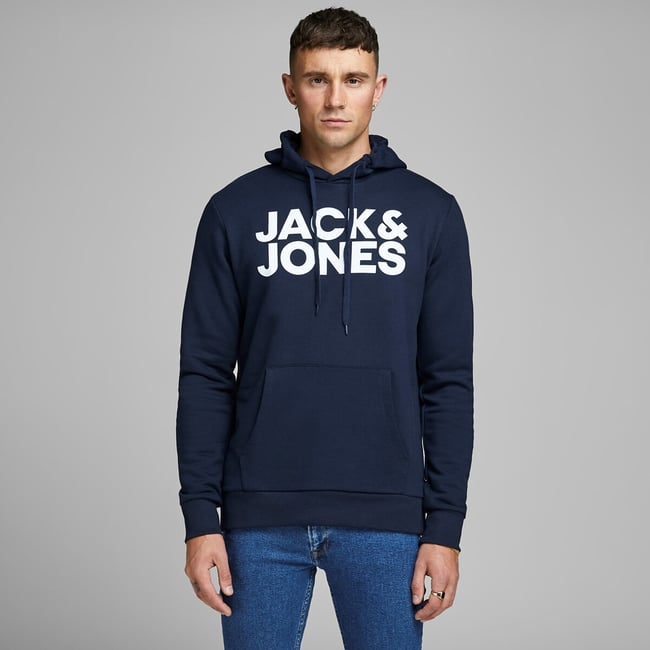 Sweat à capuche Jjecorp Logo bleu marine <span itemprop=