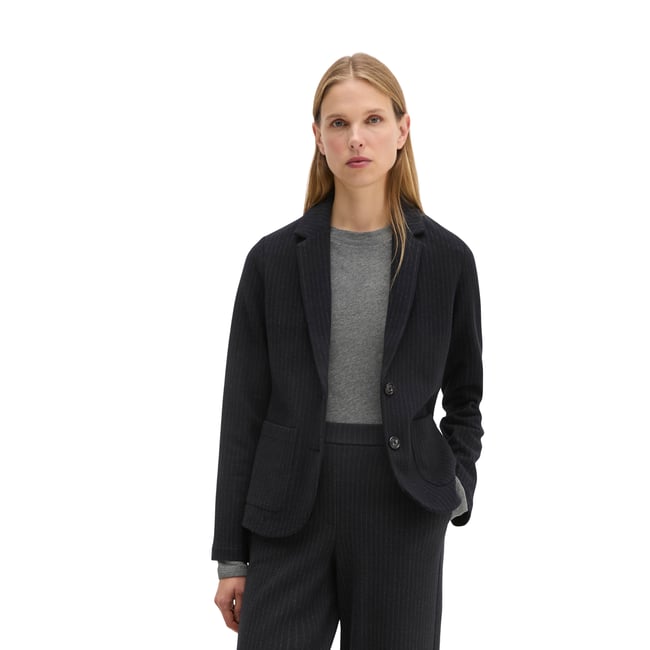 Blazer en jersey rayé regular en mélange de coton organique - MARC O'POLO