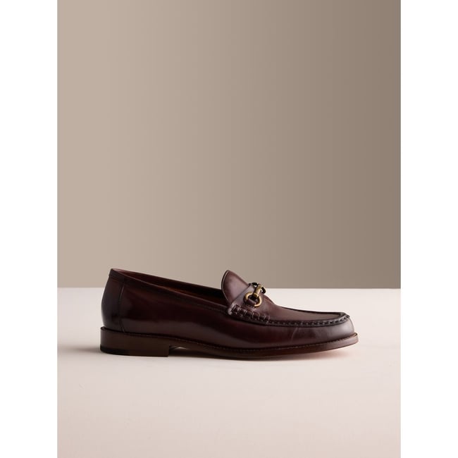 Mocassins à semelle en cuir et mors signature marron <span itemprop=