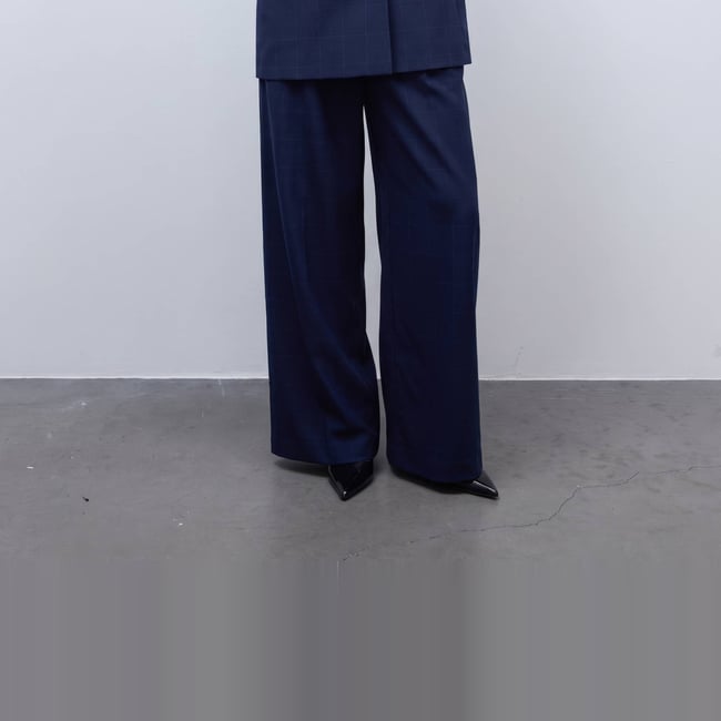 Pantalon tailleur à carreaux cachalot <span itemprop=