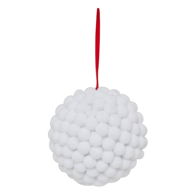 Boule de Noël en coton blanche D. 150 mm Couleur blanc <span itemprop=