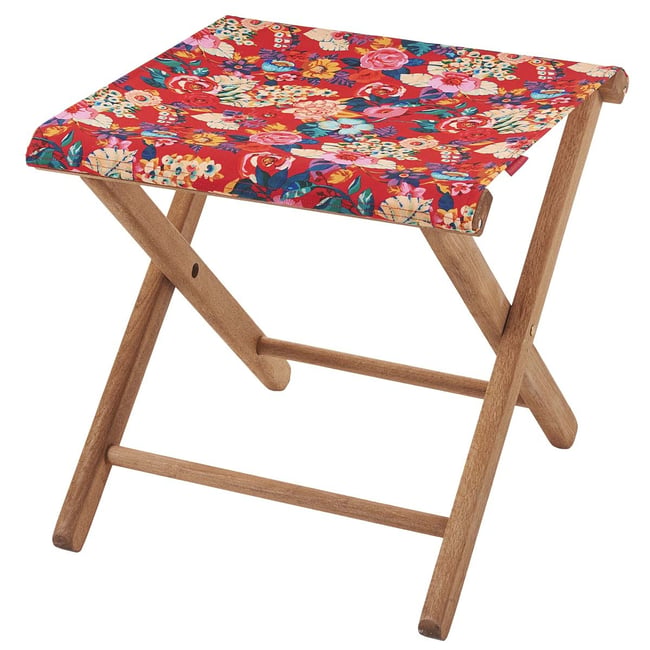 Pliant pêcheur en eucalyptus toile fleurie, LOUISON rouge <span itemprop=