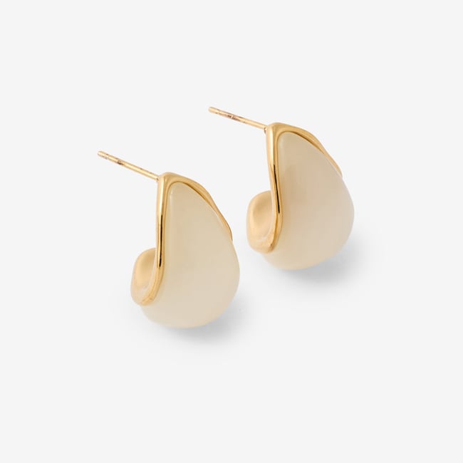 Boucles d'oreilles gouttes en résine et en acier inoxydable doré <span itemprop=