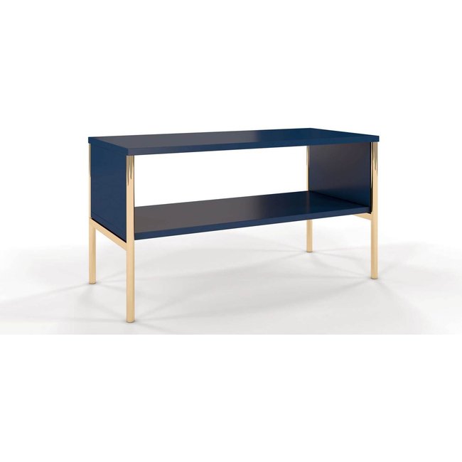 Table basse rectangulaire moderne, Polka Couleur bleu, doré <span itemprop=
