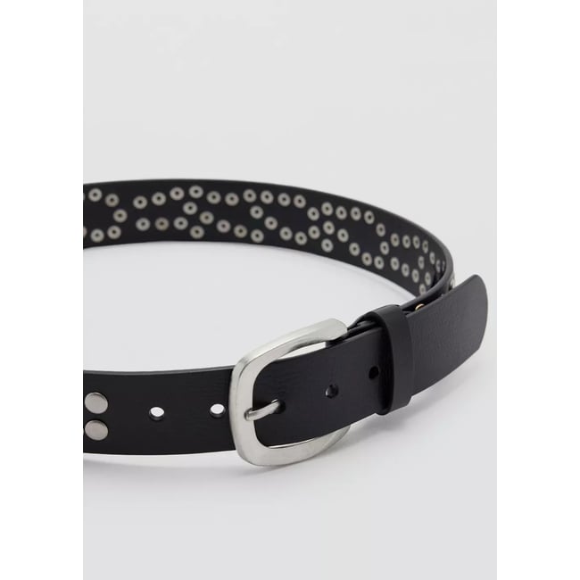 Ceinture cloutée en cuir noir <span itemprop=
