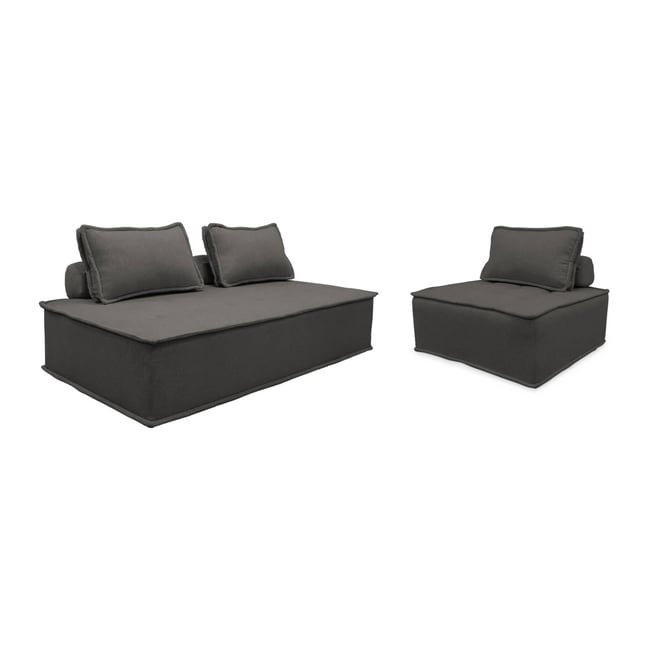 Ensemble chauffeuses pour canapé modulable 3 places tissu capitonné DAO Couleur gris foncé <span itemprop=