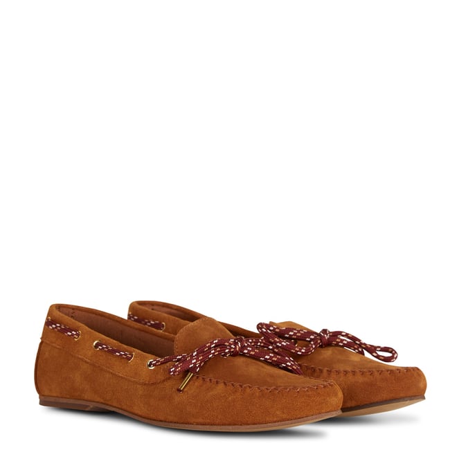 Mocassins en cuir SUE camel clair <span itemprop=