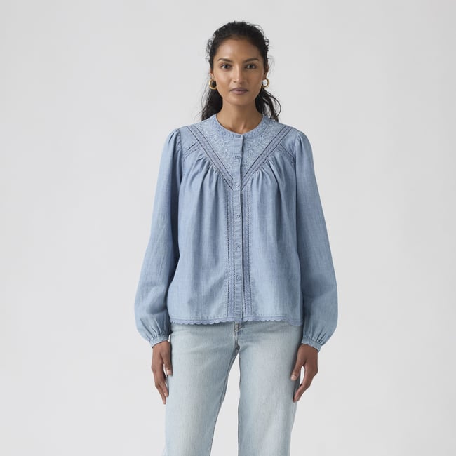 Blouse manche longue Cleo bleu - faded tide <span itemprop=