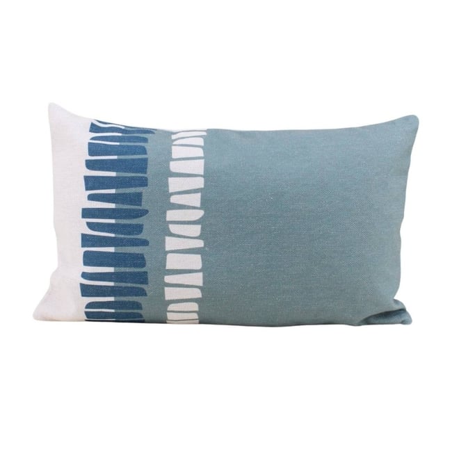 Coussin exterieur à motifs géométriques 30x50cm gris foncé <span itemprop=