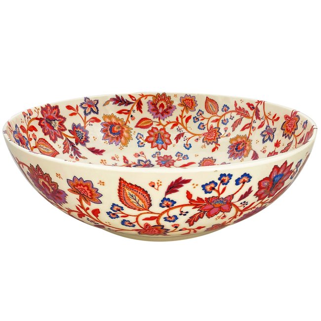 Grand saladier Jaipur 31 cm Couleur beige / rouge <span itemprop=
