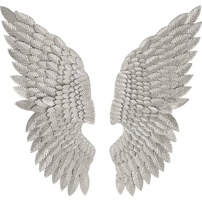 Panneau mural ailes en fer lot de 2 GLAM Couleur argenté <span itemprop=