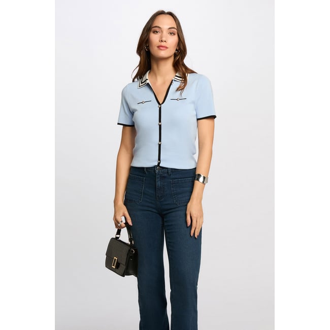 Pull col polo manches courtes - MORGAN