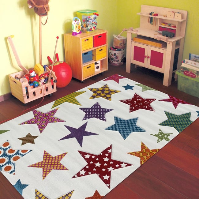 Tapis enfant tissé LYN8 IGALAR Couleur crème, bleu, rouge, pourpre <span itemprop=