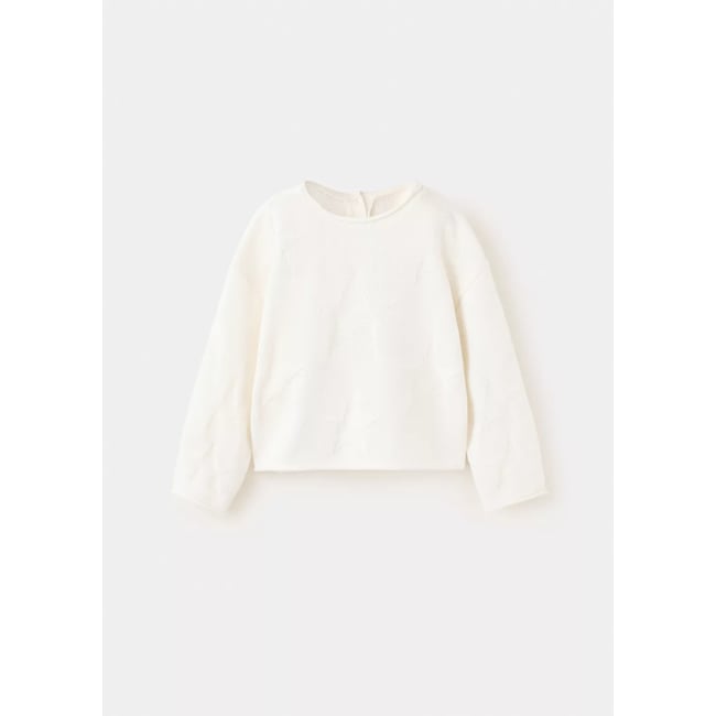 Pull-over maille étoiles blanc cassé <span itemprop=