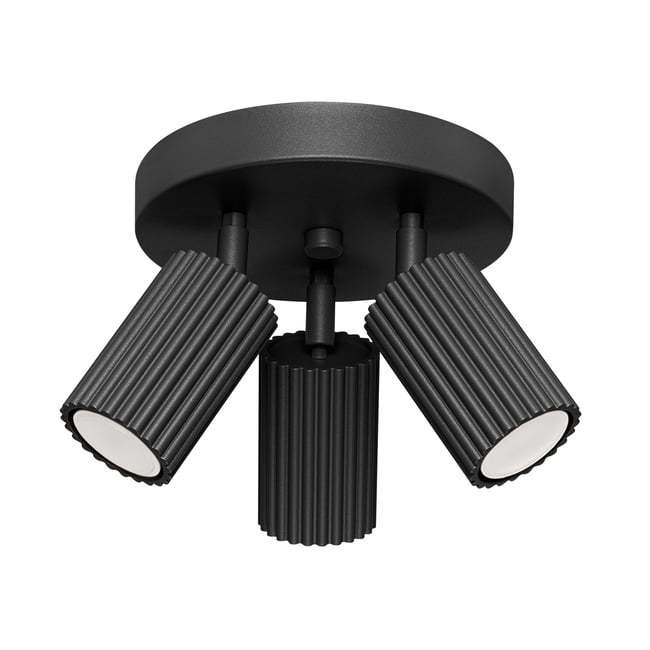 Plafonnier Aluminium Noir GU10 3 Karbon Couleur noir <span itemprop=