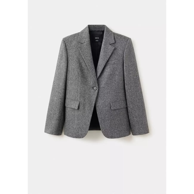 Blazer costume laine jaspée gris chiné moyen <span itemprop=