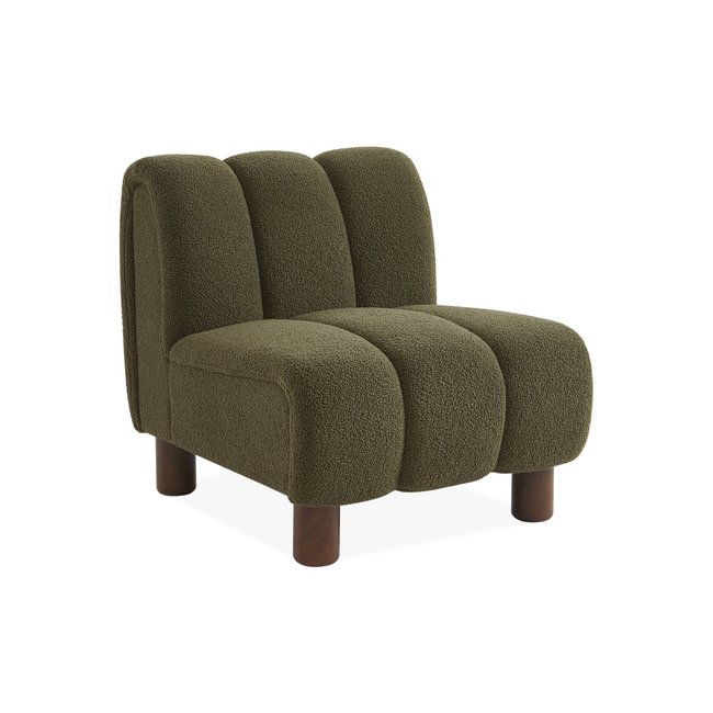 Fauteuil relax pieds arrondis bois d'hévéa et bouclette ANGEL - SWEEEK